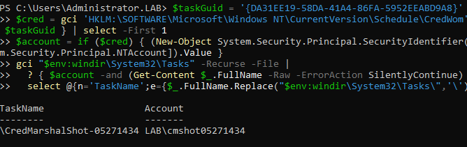 Powershell showing the results of the command