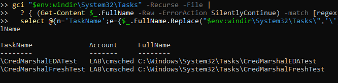 Both tasks showing up when filtered by one username
